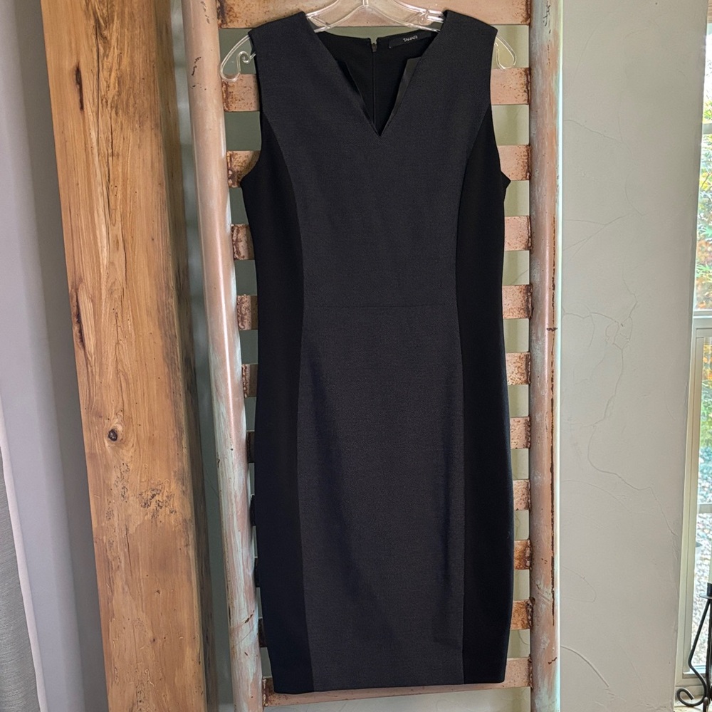 Tahari Black and Gray Midi Dress